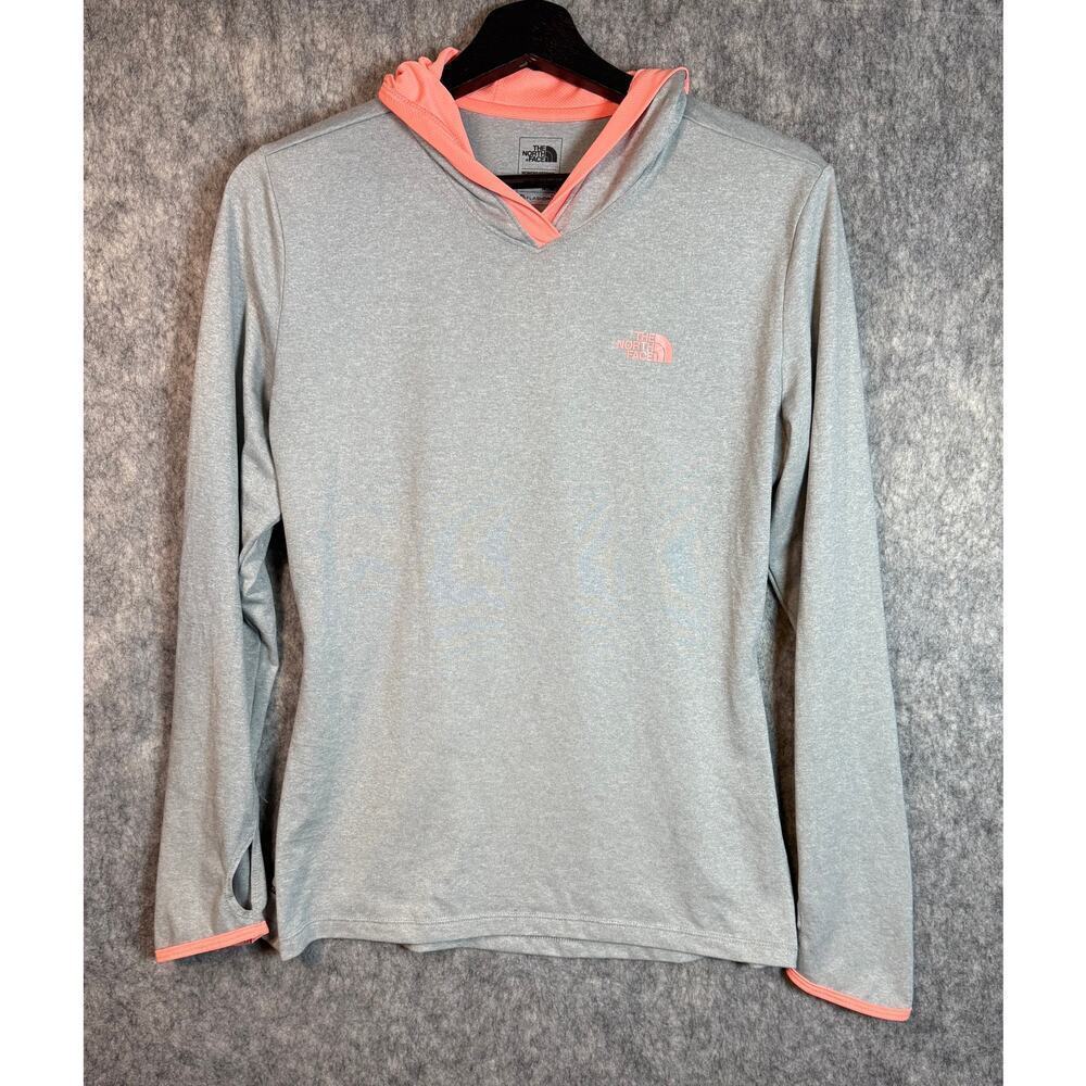 The North Face Womens Gray Pink FlashDry Lightweight Pullover Hoodie - Medium